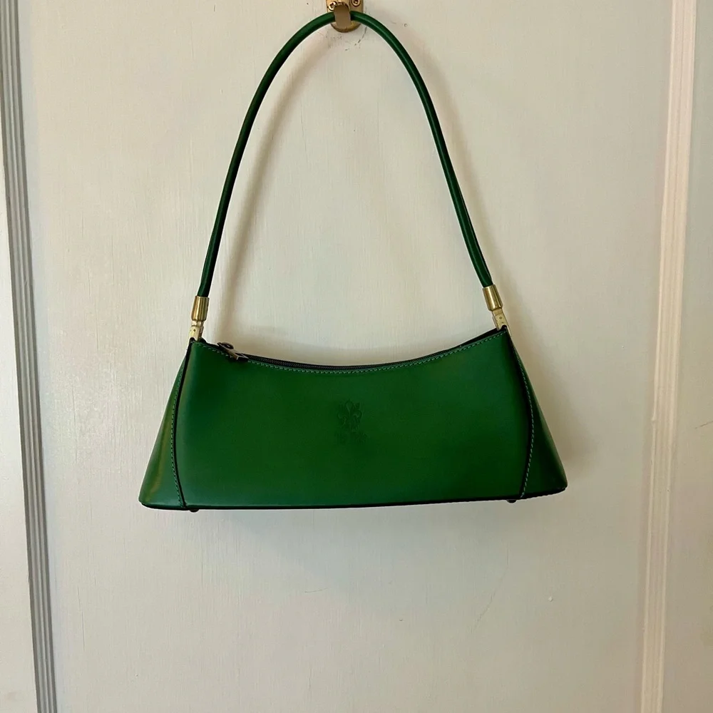 EUC | Vera Pelle Italian Green Leather Y2K Bag!! - Picture 1 of 9